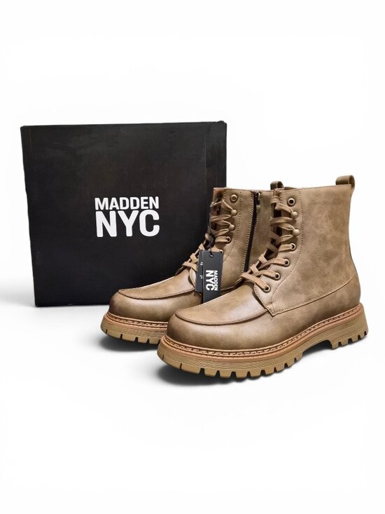 Madden Nyc Other - Madden NYC Men's Faux Leather McCoyy Boots Sz 12-13 Lace Up Comfort Insole Taupe